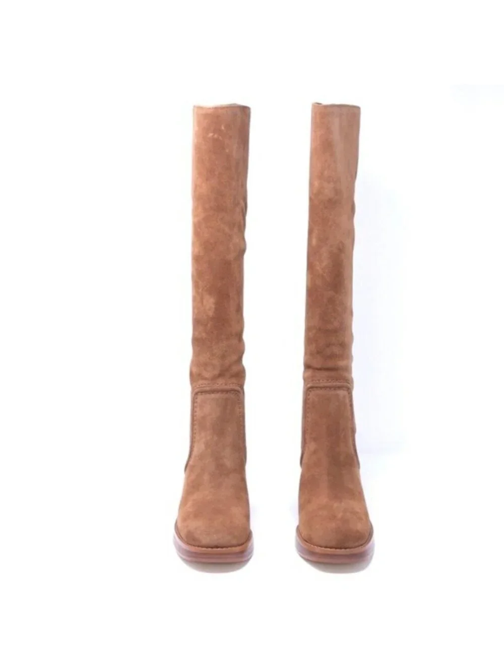 Michael Kors Boots Hayden Luggage Suede Knee High Block Heel